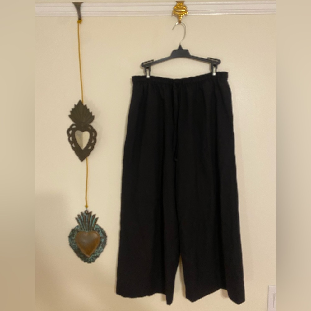 Eskander Wool and Cashmere Wide Leg Tie Pants Black